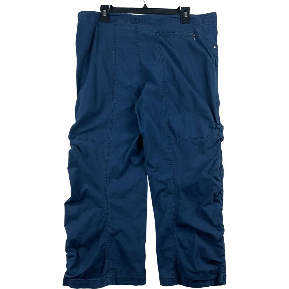 Danskin‎ Capri Pants Womens 16 Blue Ruched Cargo Cropped Hiking Outdoor